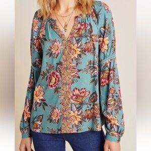 Farm Rio for Anthropologie Boho Floral Blouse